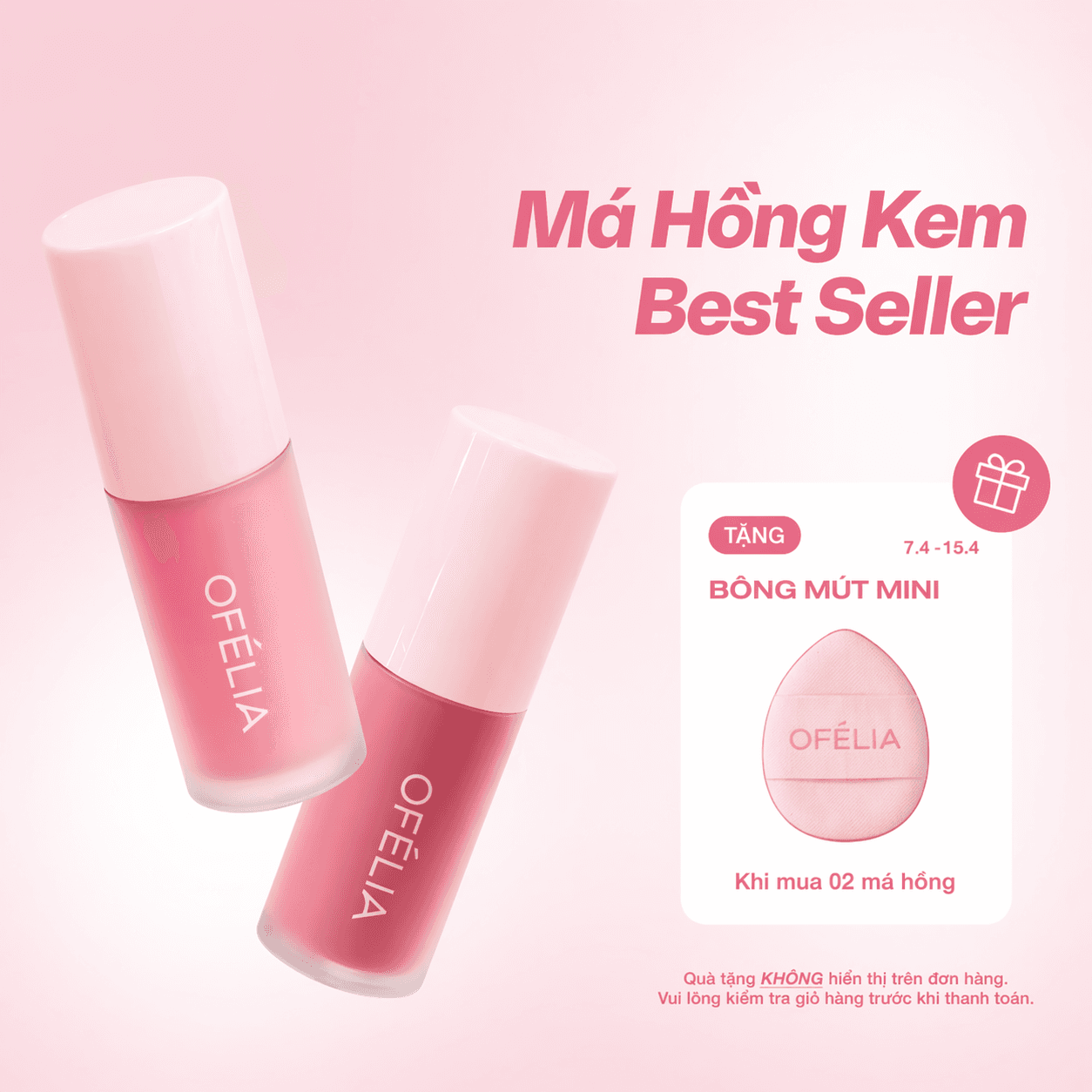 Má hồng kem tự nhiên căng bóng OFÉLIA Lolli Liquid Blush chính hãng
