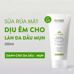 Sữa Rửa Mặt Cho Da Dầu Mụn Babé Stop Akn Purifying Cleansing Gel Làm Sạch Sâu, Hỗ Trợ Cải Thiện Mụn 200ml