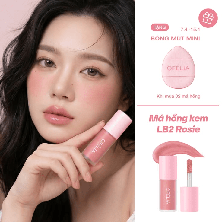 Má hồng kem tự nhiên căng bóng OFÉLIA Lolli Liquid Blush chính hãng - Ảnh 3
