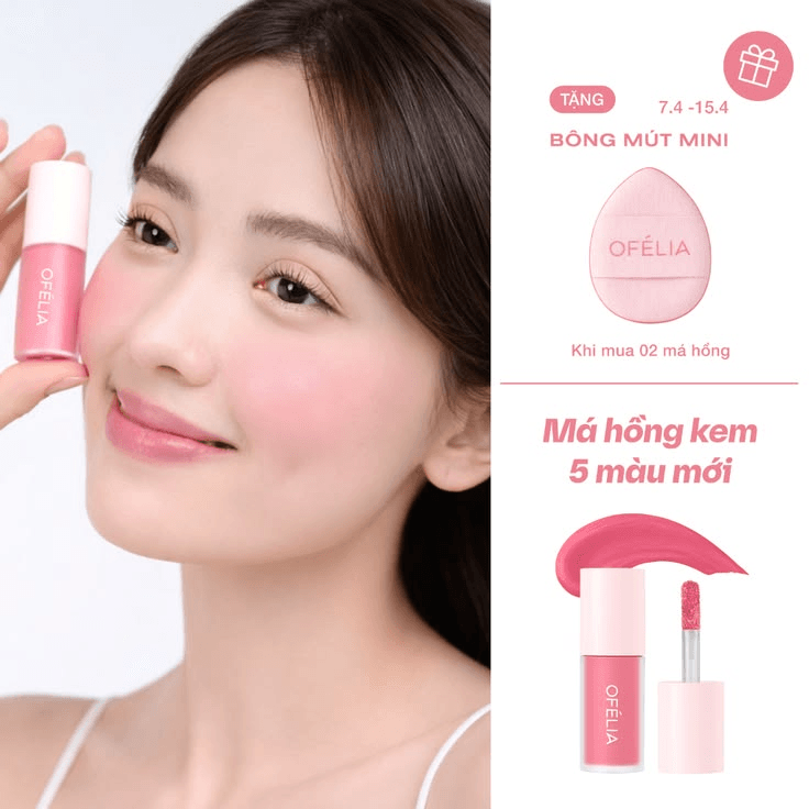 Má hồng kem tự nhiên căng bóng OFÉLIA Lolli Liquid Blush chính hãng - Ảnh 6