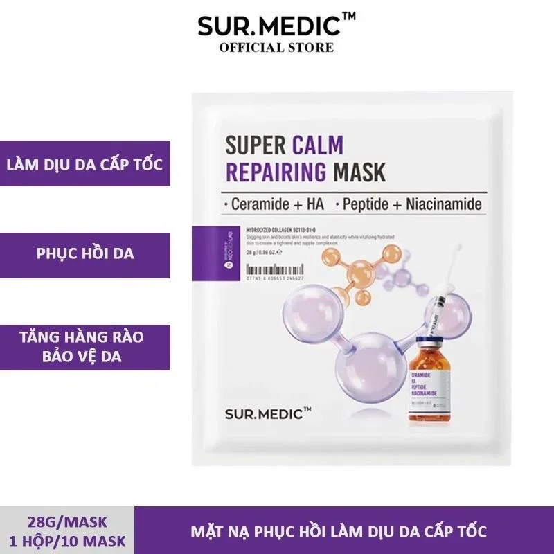 Mặt Nạ Sur.Medic Super Calm Repairing 28g Khôi Phục & Làm Dịu Da Cấp Tốc Phù Hợp Da Nhạy Cảm