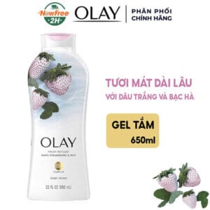 Sữa Tắm Olay Tươi Mát Dài Lâu Với Dâu Trắng Và Bạc Hà 650ml