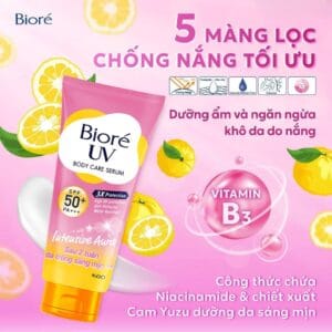 Serum Chống Nắng Dưỡng Thể Bioré Sáng Da Mịn Màng 150ml UV Body Care Serum Intensive Aura SPF50+ PA+++