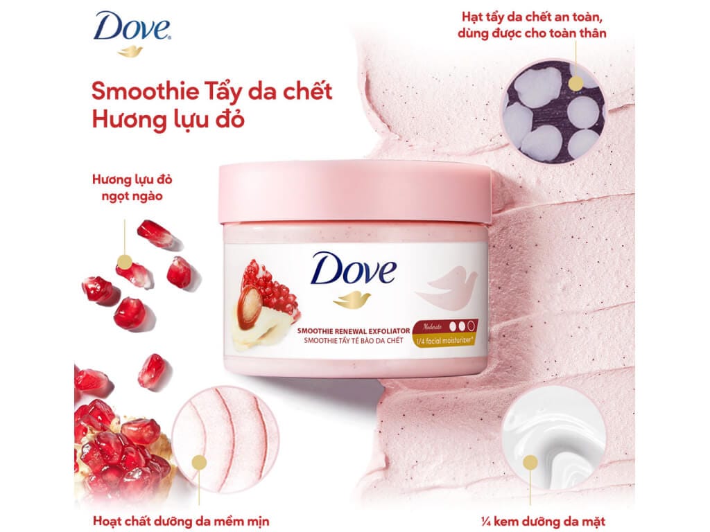 Smoothie Tẩy Da Chết Dove Hương Lựu Đỏ 298g