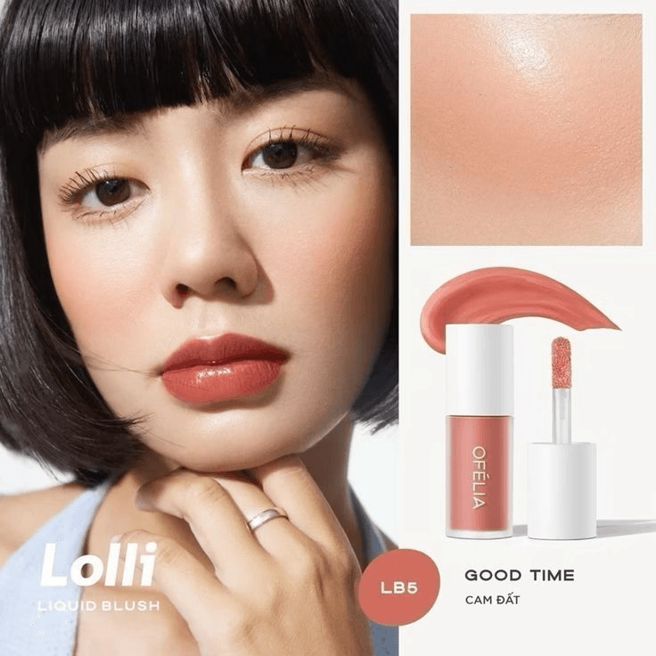 Má hồng kem tự nhiên căng bóng OFÉLIA Lolli Liquid Blush chính hãng - Ảnh 2