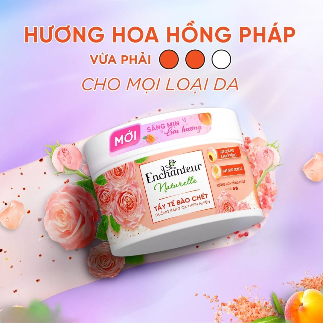 Tẩy Tế Bào Chết Toàn Thân Enchanteur Hương Hoa Hồng Pháp 250g